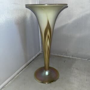 Carl Radke for Phoenix Studios Art Glass Gold Aurene Art Nouveau Style Vase